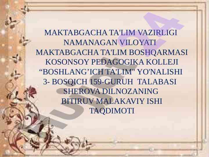 O'zbekistonda tasviriy san'at tarixi taqdimoti