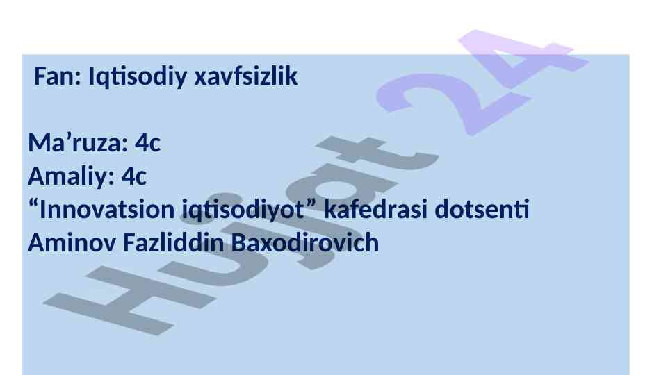 Iqtisodiy xavfsizlikning mohiyati va elementlari