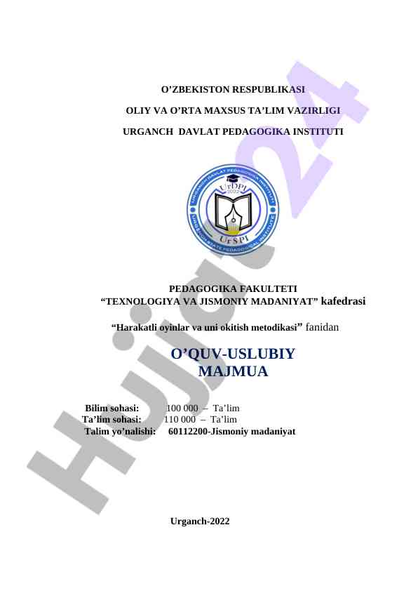 Harakatli oyinlar va uni o‘qitish metodikasi