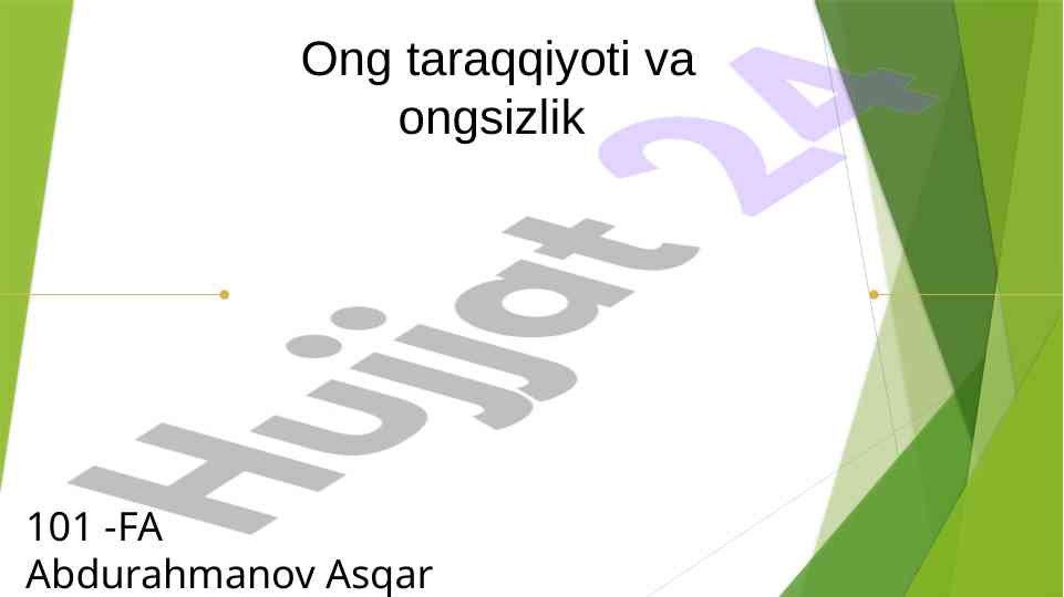 Ong taraqqiyoti va ongsizlik haqida maqola