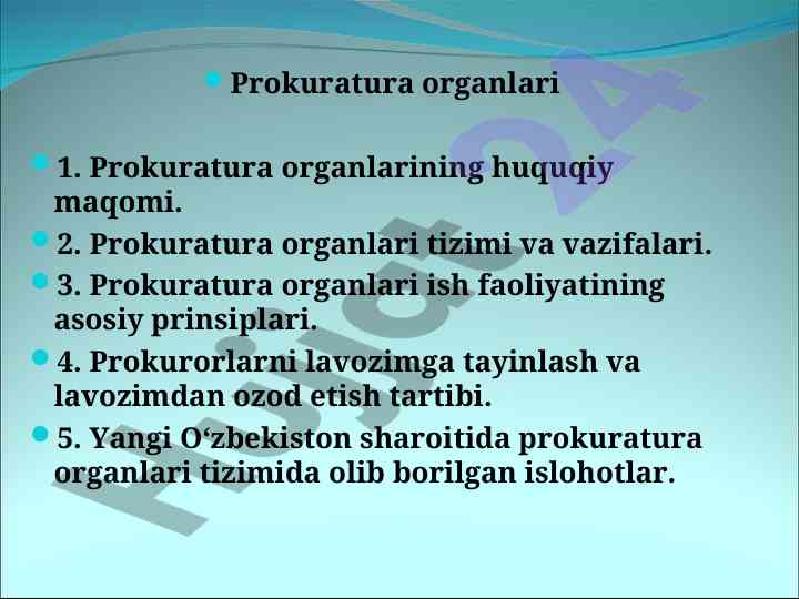 Prokuratura organlari va huquqiy maqomi tahlili
