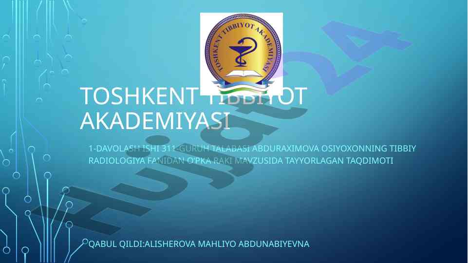 O'pka raki haqida taqdimot