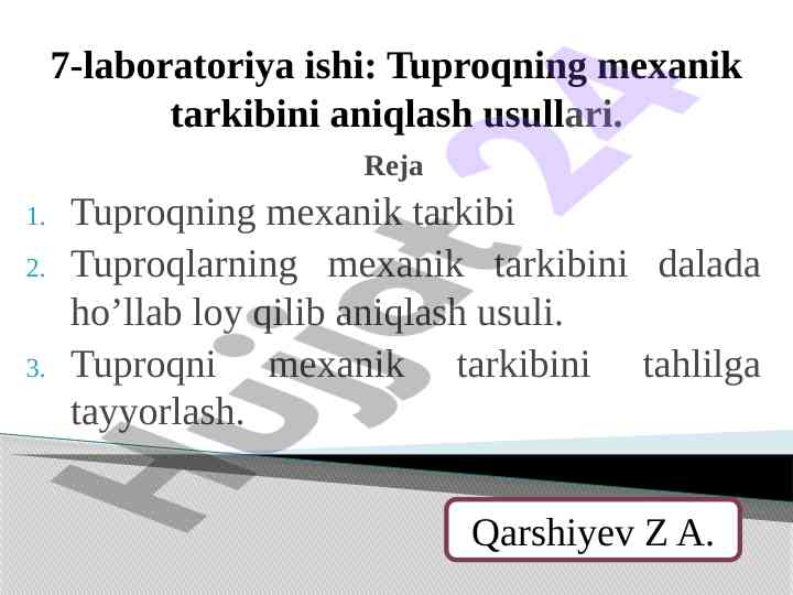Tuproqning mexanik tarkibini aniqlash usullari
