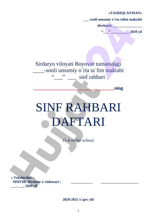 Sinf rahbari daftari va nizom to'g'risida ma'lumot