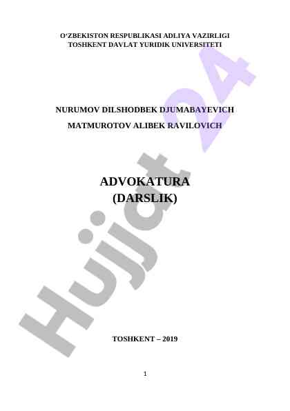 Advokatura asoslari: darslik tushunchalari va prinsiplari