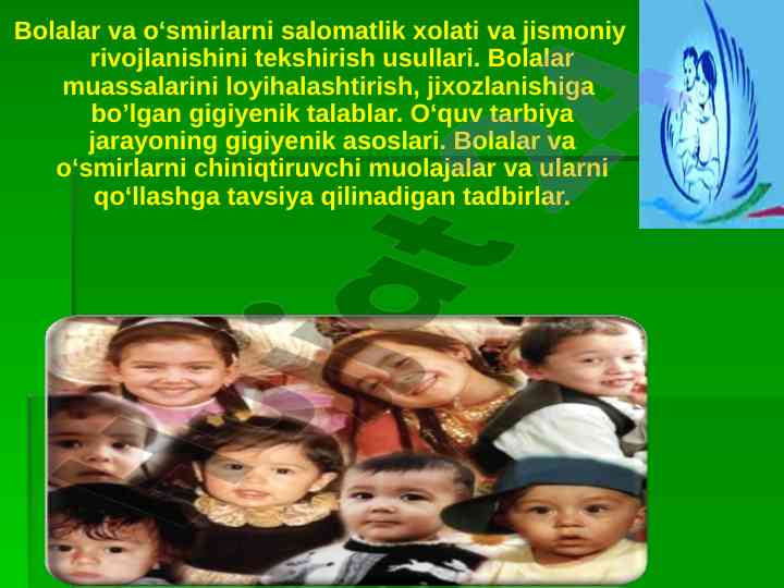 Bolalar va o‘smirlarni salomatlik xolati tekshirish
