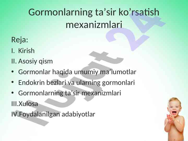 Gormonlarning ta’sir mexanizmlari tahlili