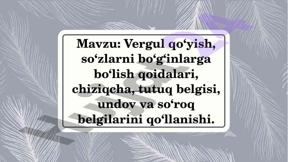 Vergul va belgilar qo‘llanilishi haqida o‘quv qo‘llanma