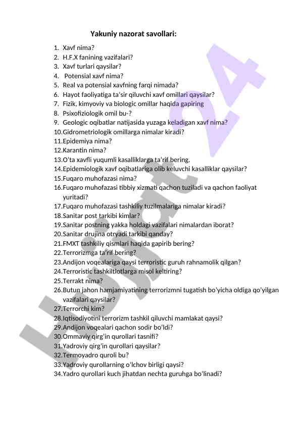 Xavf turlari va fuqaro muhofazasi tadqiqoti