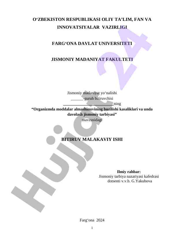 Organizmda moddalar almashinuvining buzilishi