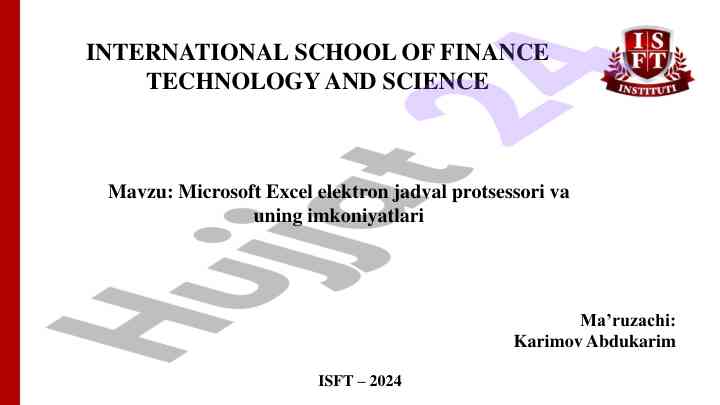 Microsoft excel elektron jadval protsessori imkoniyatlari