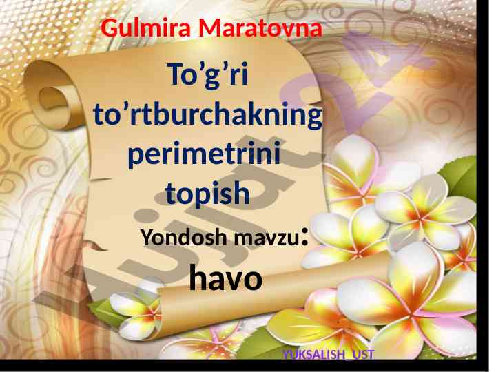 To’g’ri to’rtburchakning perimetrini topish