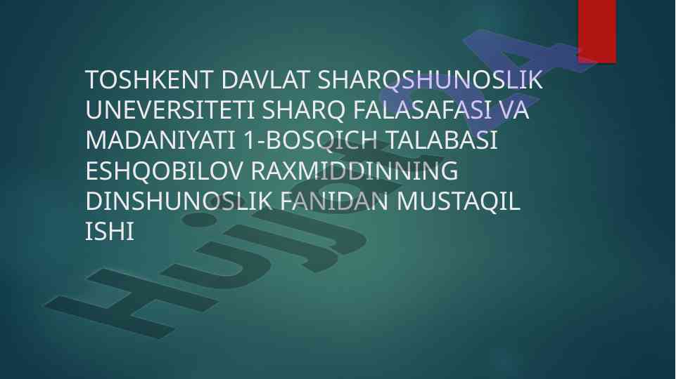 Muqaddas kitoblar va dinshunoslikning asoslari