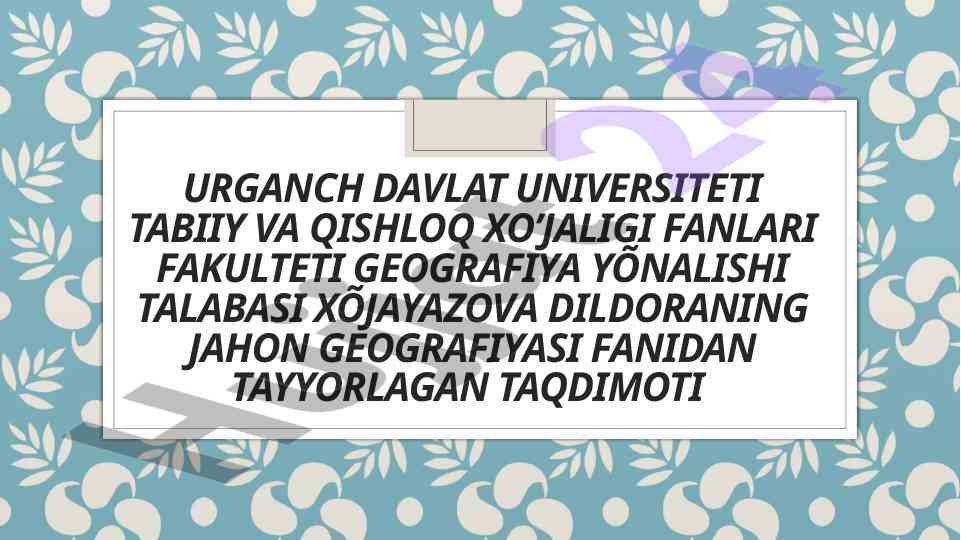 Janubiy amerika tabiat zonalari taqdimoti