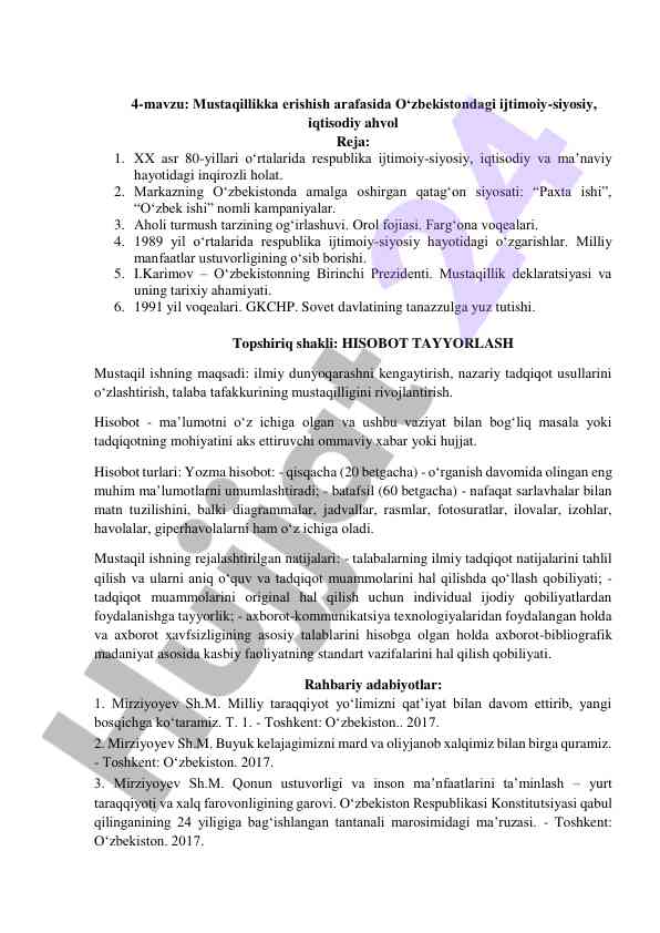O‘zbekistondagi mustaqillikka erishish jarayoni