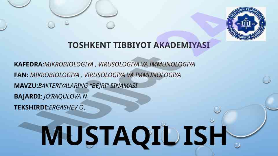 Bakteriyalarning berji aniqlagichi va klassifikatsiyasi