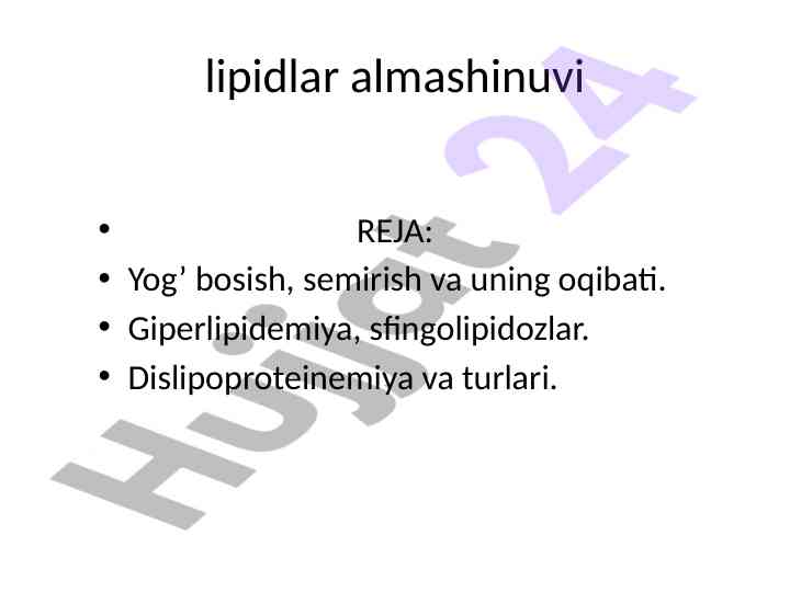 Lipidlar almashinuvi va semirish oqibatlari