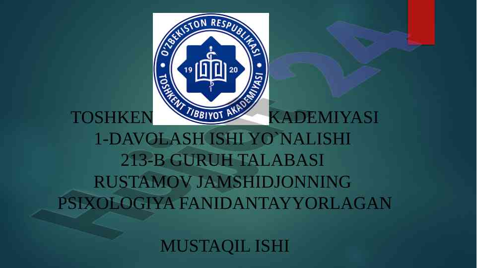Anoreksiya sindromi haqida mustaqil ish