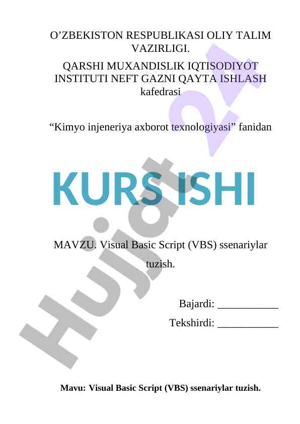 Visual Basic Script Ssenariylar Tuzish