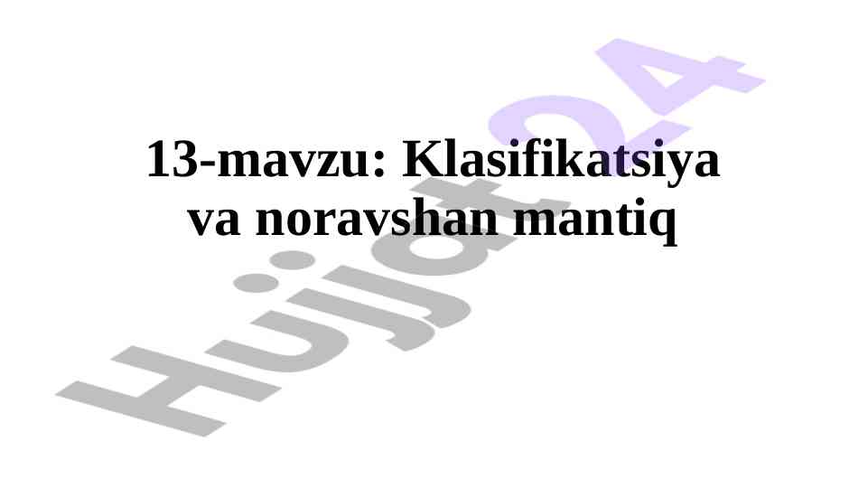 Klasifikatsiya va noravshan mantiq tahlili