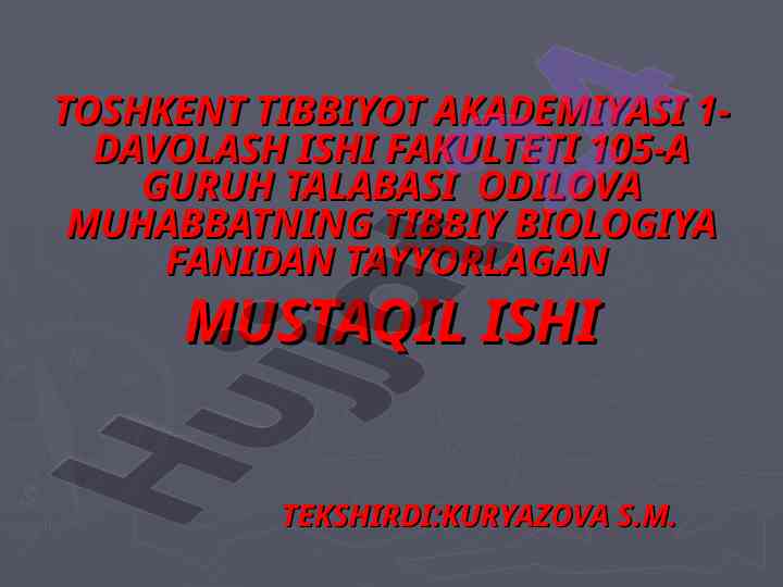 Biologiya fanidan mustaqil ish: ko'paytirish tushunchasi