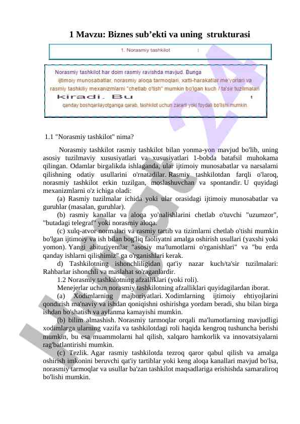 Norasmiy tashkilotlar va ular ijtimoiy munosabatlari