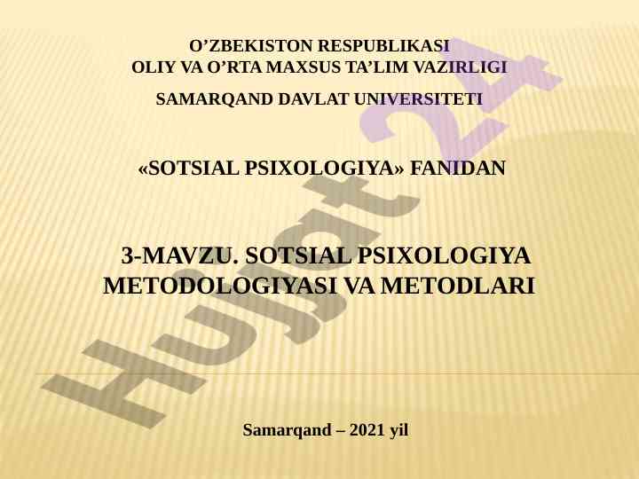 Sotsial psixologiya metodologiyasi va usullari