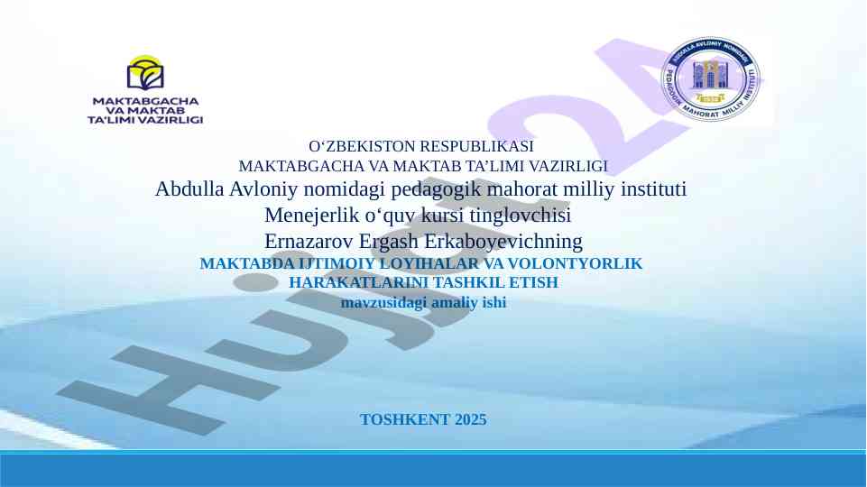 Ijtimoiy loyihalar va volontyorlik harakatlari tashkil etish