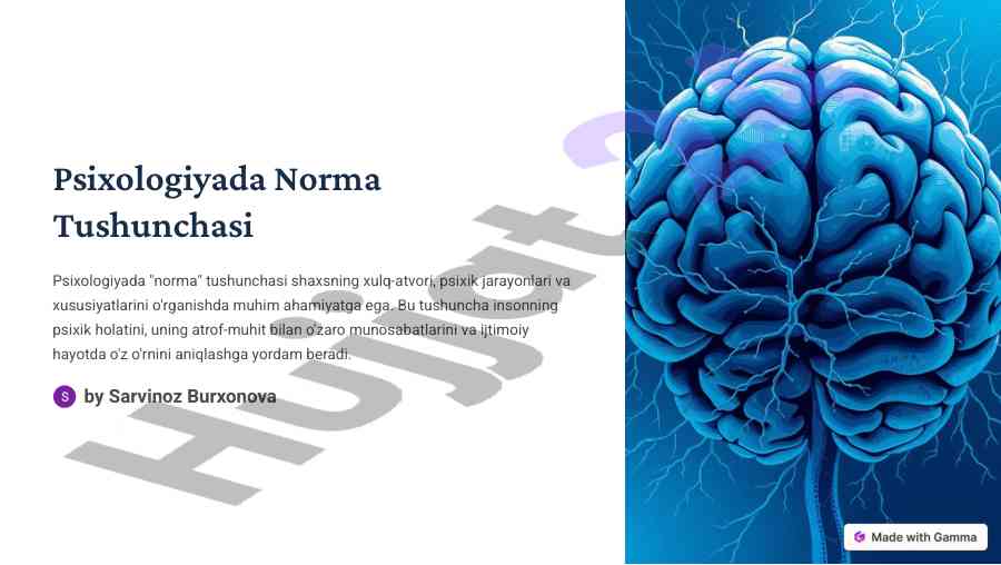 Psixologiyada norma tushunchasi va farqlari