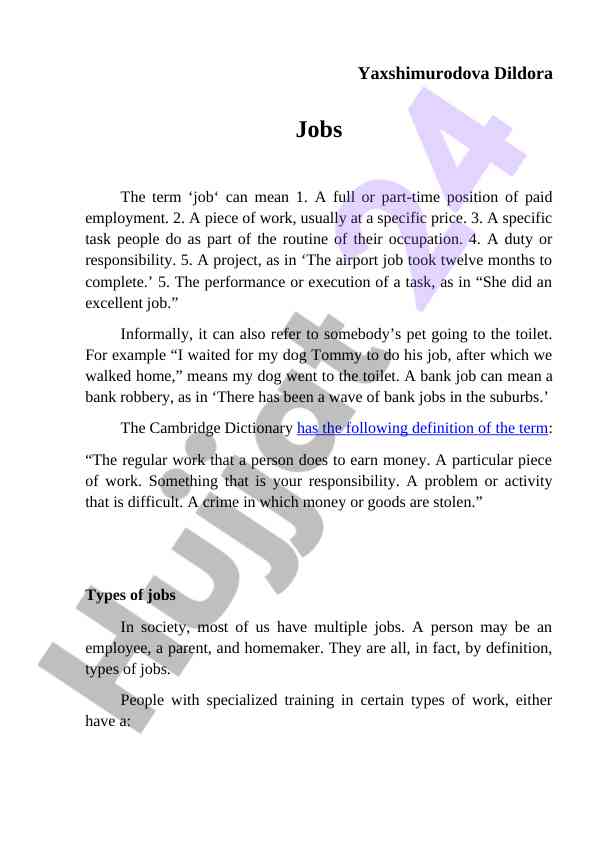 Understanding the concept of jobs and their types