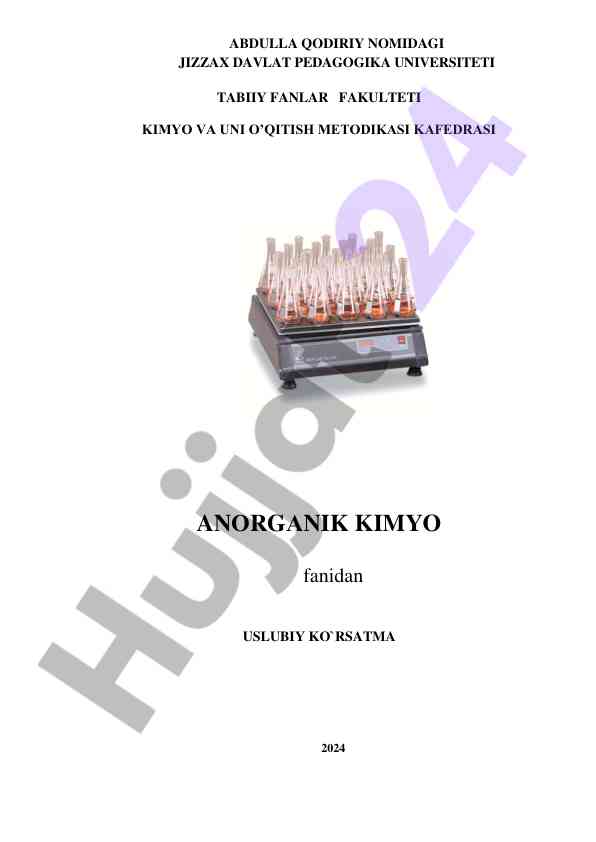 Anorganik kimyo laboratoriya mashg‘ulotlari uslubi