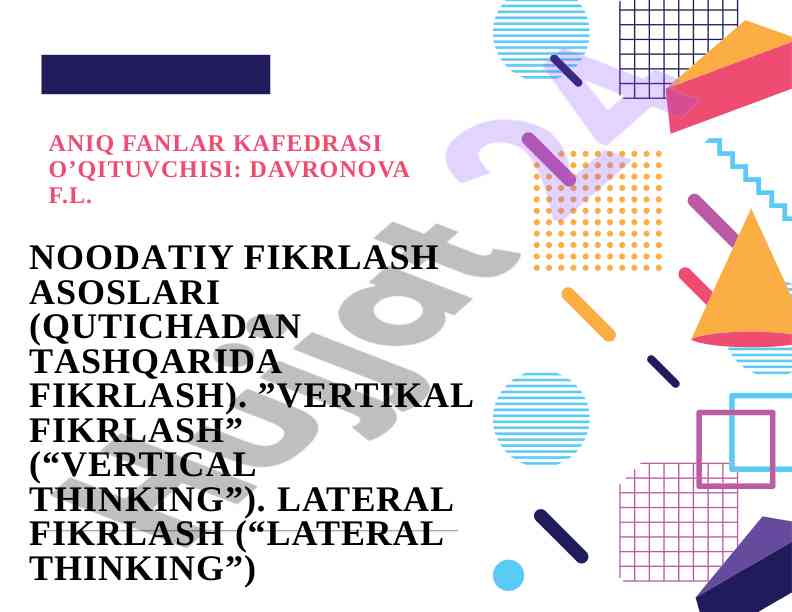 Noodatiy fikrlash asoslari va usullari