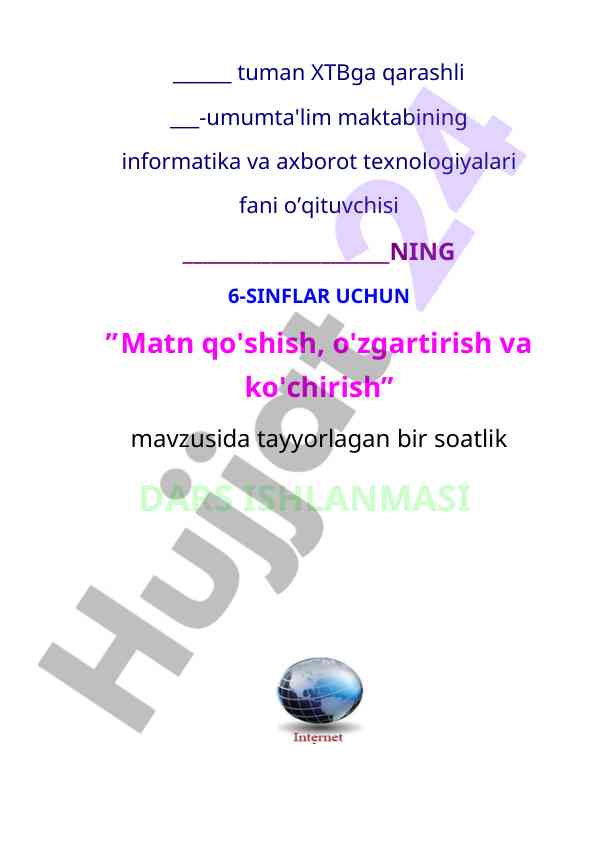Matn qo'shish, o'zgartirish va ko'chirish darsi