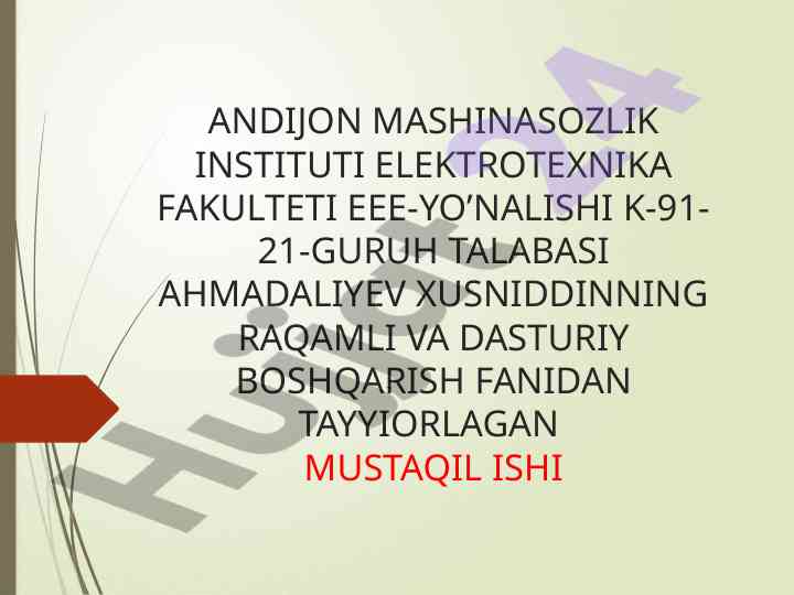 Mikrokontrollerlar haqida mustaqil ish