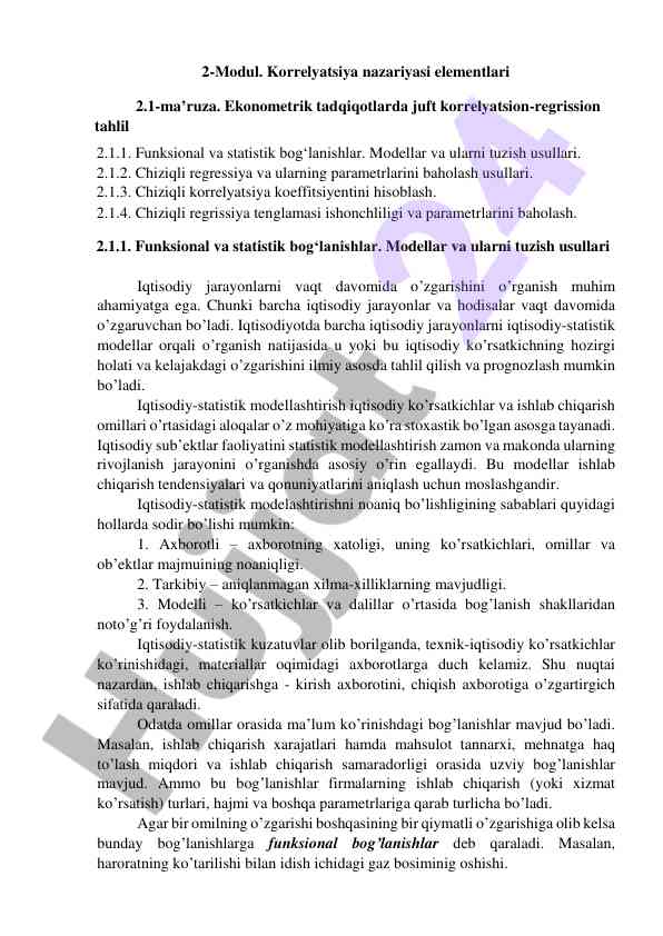 Ekonometrik tadqiqotlarda korrelyatsiya nazariyasi