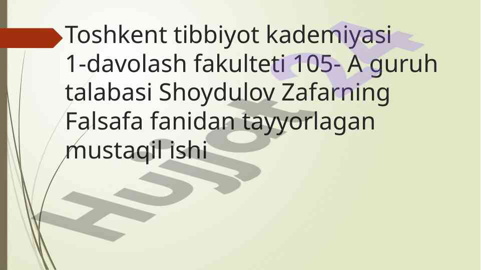 Falsafa fanidan mustaqil ishning tahlili
