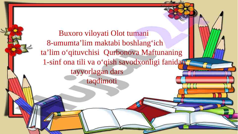 Uy hayvonlari mavzusida dars taqdimoti