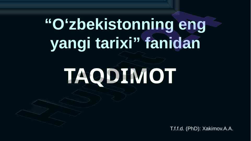 O‘zbekistonning eng yangi tarixi taqdimoti
