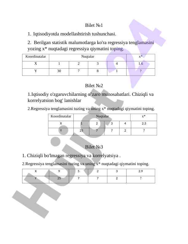 Iqtisodiyotda modellashtirish va regressiya tahlili