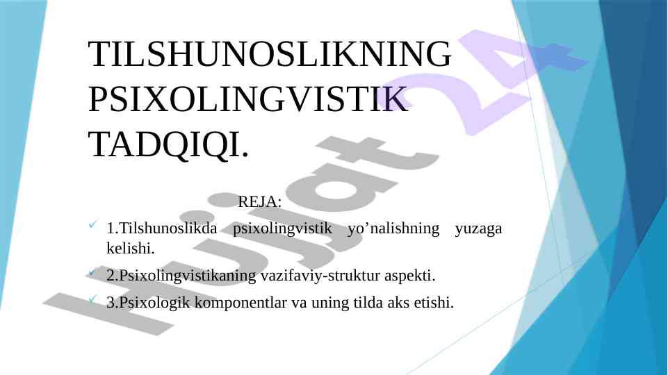 Psixolingvistikaning ta'rifi va asosiy yo'nalishlari