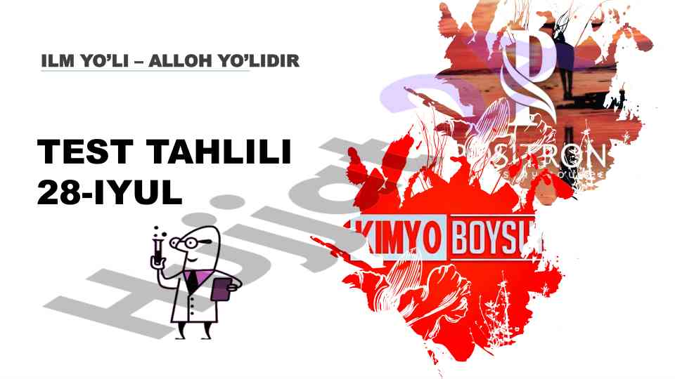 Test tahlili kimyo mavzusi bo'yicha