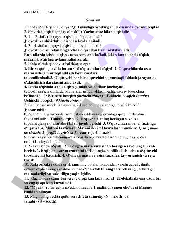 Ichda o'qish usullari haqida ma'lumotlar