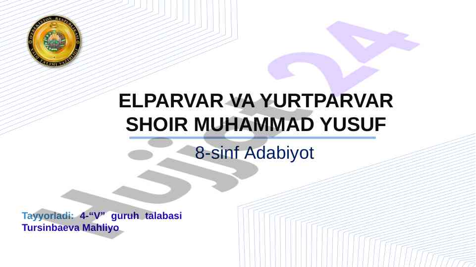 Muhammad yusuf hayoti va ijodi dars ishlanmasi