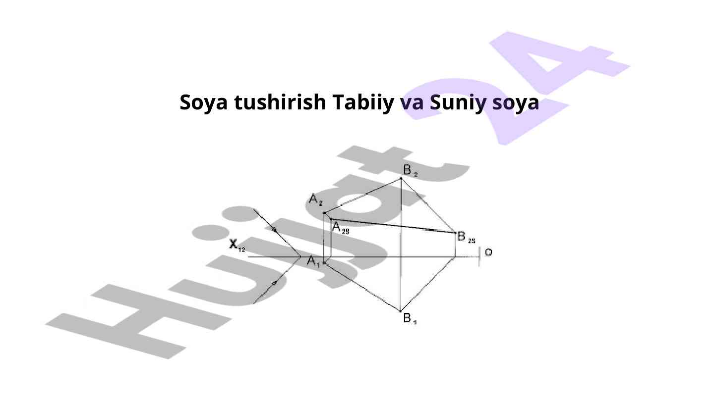 Soya tushirish tabiiy va suniy soya chizmada