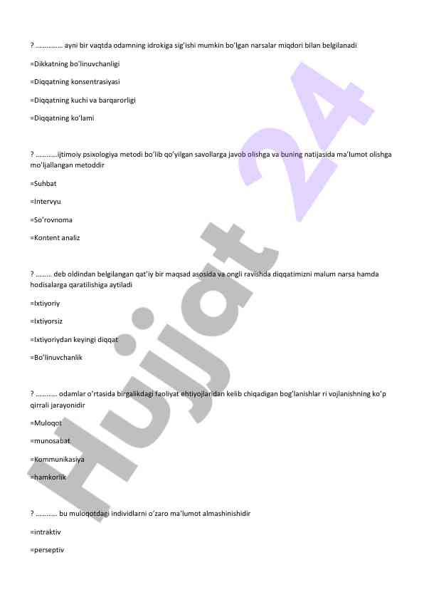 Diqqat va ijtimoiy psixologiya metodlari tahlili