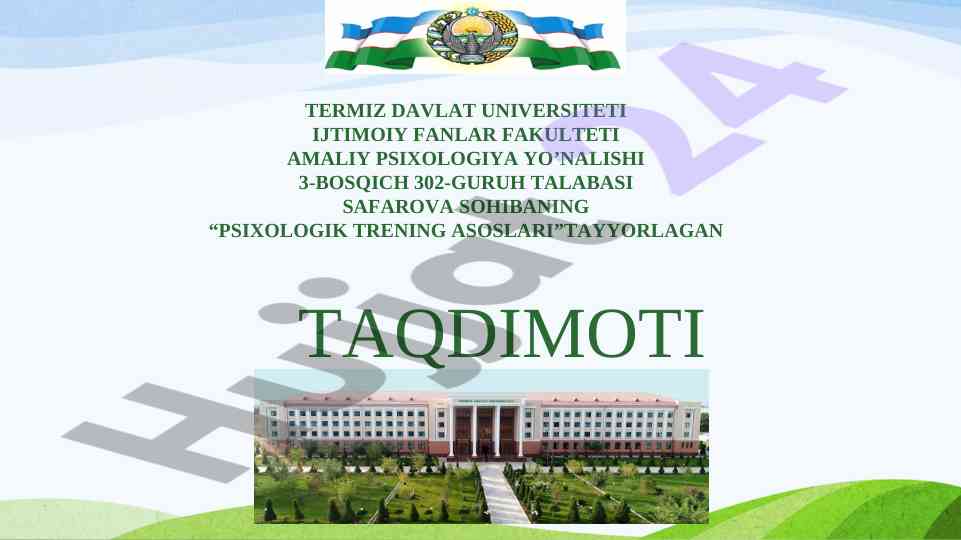 Psixologik trening asoslari taqdimoti