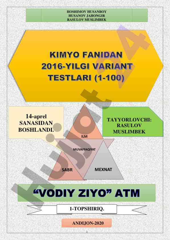 Azot oksidi ekvivalentlarini topish ushbu mavzuda