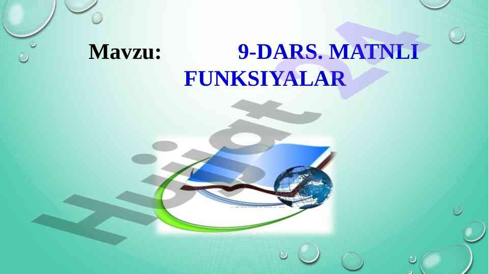Matnli funktsiyalarni o‘rganish bo‘yicha dars