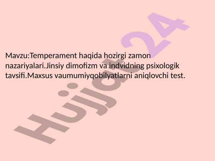 Temperament haqida hozirgi zamon nazariyalari