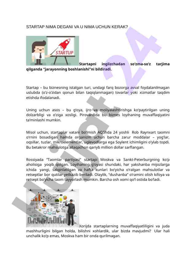 Startap nima degani va u nima uchun kerak